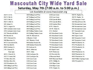 2022 City Wide Yard Sale Participant List